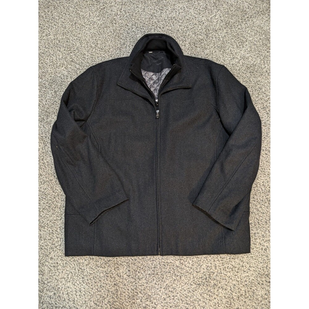 CALVIN KLEIN CK Wool Blend Black Double Zip Quilted Lining Jacket Coat Size XXL